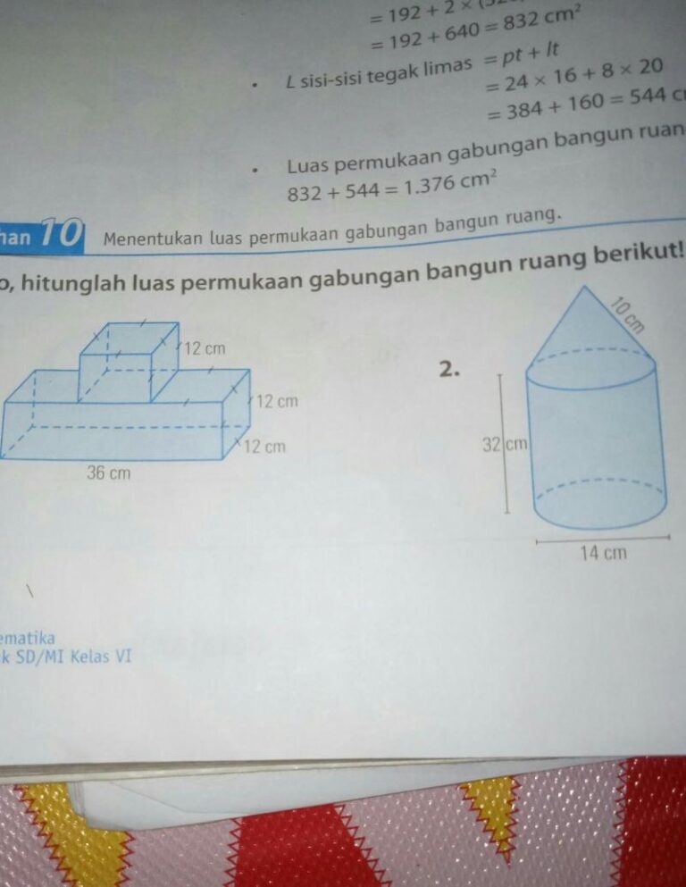 Ayo Hitunglah Luas Permukaan Gabungan Bangun Ruang Berikut Beserta